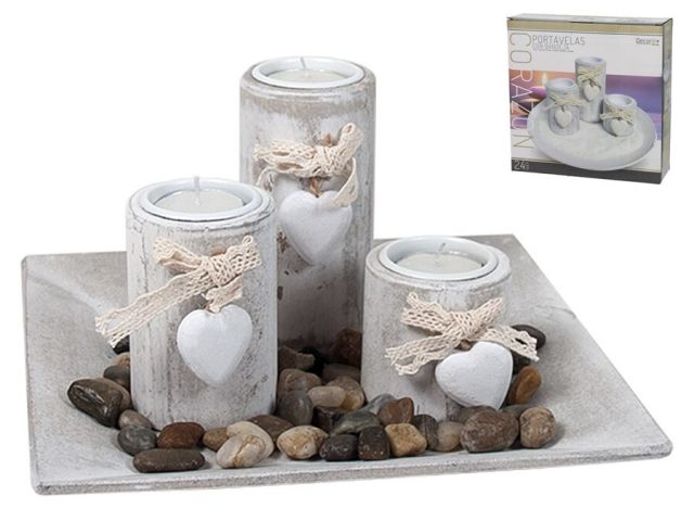 BANDEJA 23X23CM CON PORTAVELAS CORAZON *628501