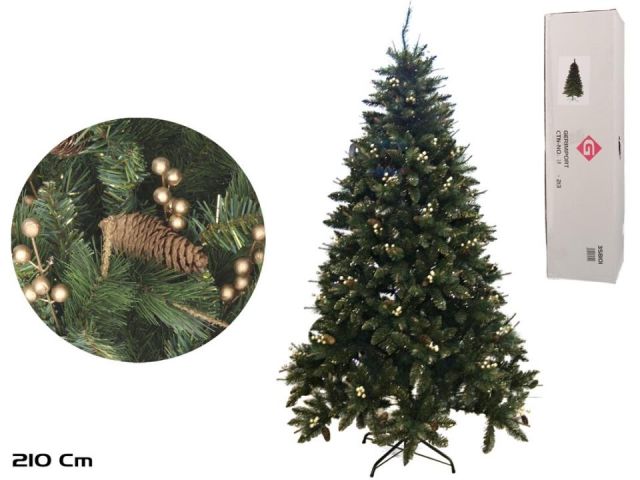 ÁRBOL NAVIDAD PIÑAS Y BOLA ORO  210CM 980P *358101