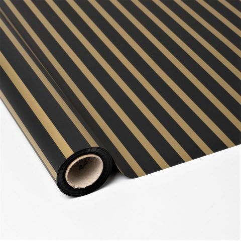 BOBINA CELOFÁN RAYAS ORO/NEGRO 70CM X50M *1320-50