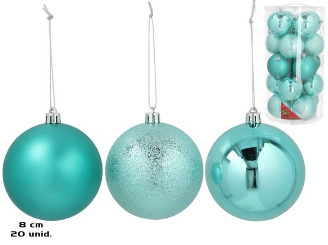 SET 20 BOLAS NAVIDAD *VERDE 8CM 784726