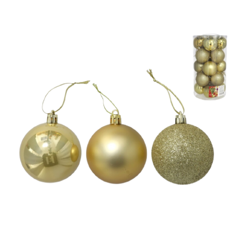 SET 20 BOLAS NAVIDAD *ORO 8CM 650748