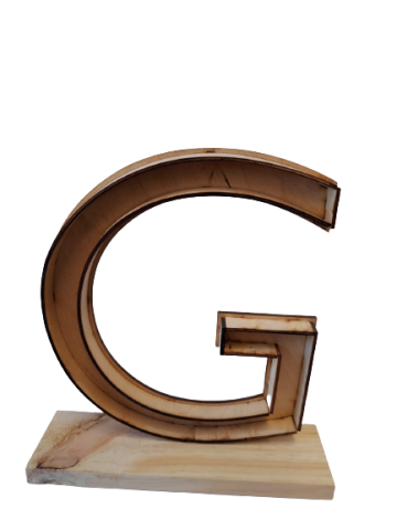 BASE DE LETRAS DE MADERA *G  ALTURA 27 CMS