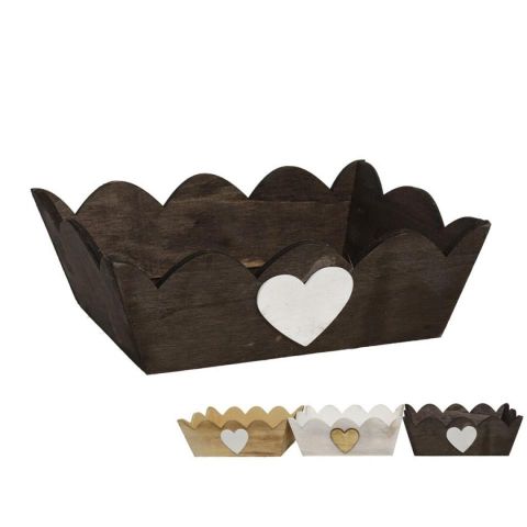 CAJA MADERA CORAZON  3 COLORES  19X16X7CM *841382