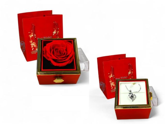 CAJA COLLAR CON GIRO  ROSA *ROJA 8X8X8CMS 888