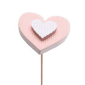 PICK CORAZON *ROSA/BLANCO 7CMS /PALO50CMS 79343