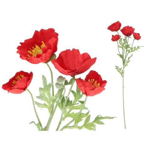 VARA AMAPOLAS X4*ROJO 62CMS 38658