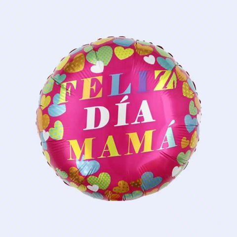GLOBO FELIZ DÍA MAMÁ CON PALO 45CM 