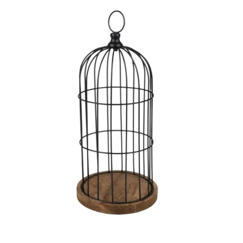JAULA METAL NEGRO BASE MADERA 18X39.5CM 55539