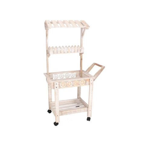 CARRITO MADERA NATURAL 80X45X140CM *428185