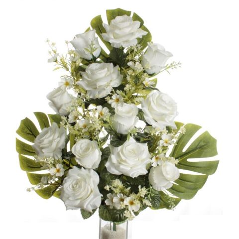 RAMO ENCARADO ROSAS CAPULLOS 6535-BLANCO