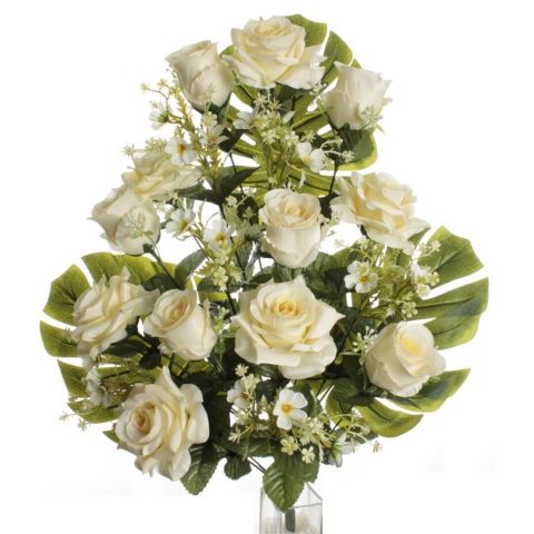 RAMO ENCARADO ROSAS CAPULLOS 6535-CREMA