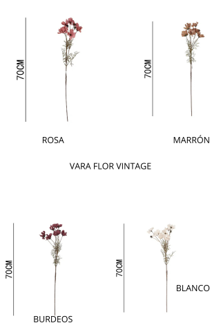 VARA FLOR ARTIFICIAL VINTAGE 4 COLORES 631109
