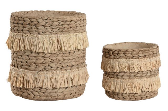 SET 2 MACETERO CEMENTO RAFIA *MC-213235