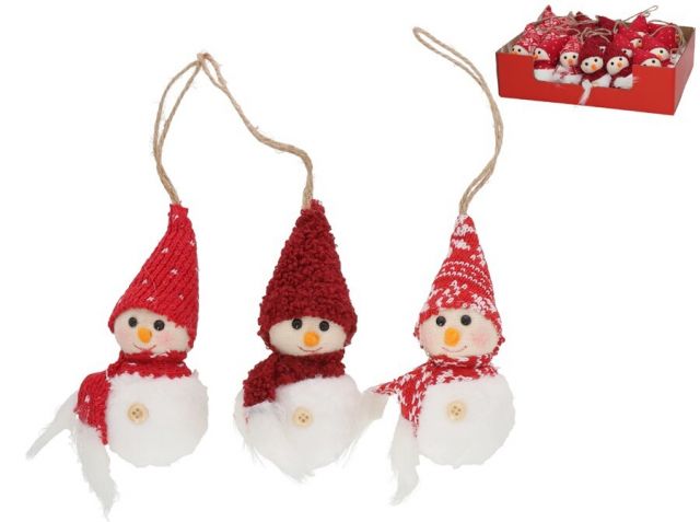 COLGANTE MUÑECO NIEVE XMAS 6X6X12CM 3STD 56140