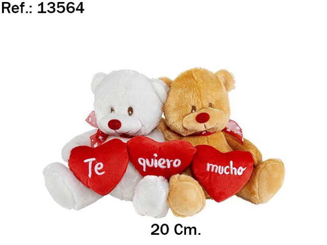 PAREJA OSOS 3 CORAZONES TE QUIERO 20 CMS 