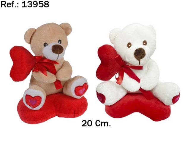 OSO CORAZON GLOBO 20CM. 2 COL 13958