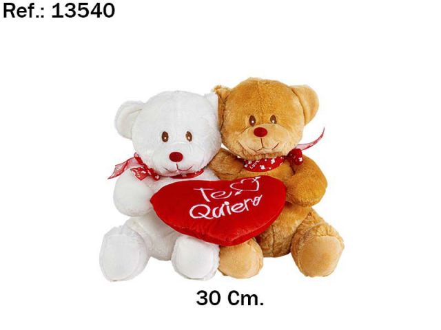 PAREJA OSO MARRON Y BLANCO CORAZON 30CM *13540