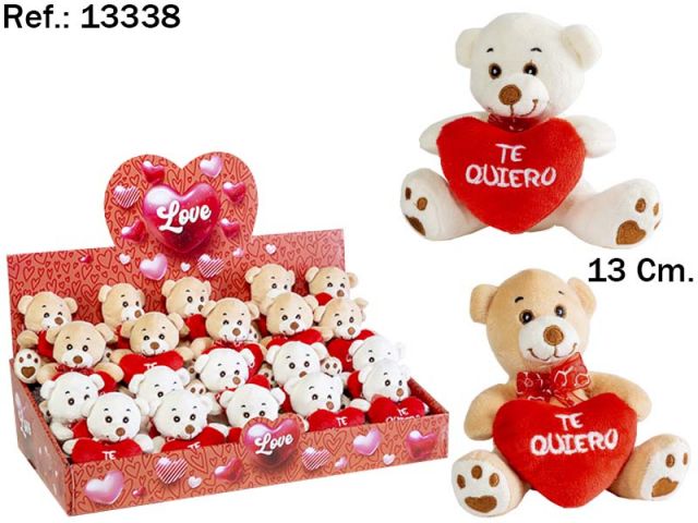 OSITO CORAZON TE QUIERO 13CM. 2 COL. 13338