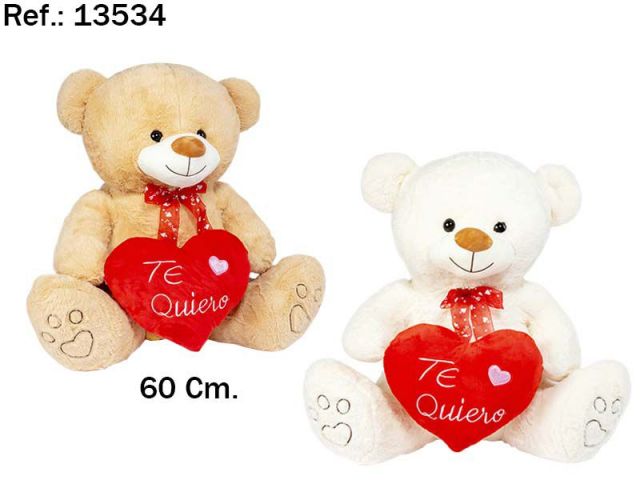 OSO CORAZON TE QUIERO 60CM 2 COLORES 13534