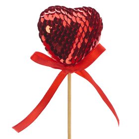 PICK CORAZON LENTEJUELA 5 CMS X 50 CMS DE PALO 