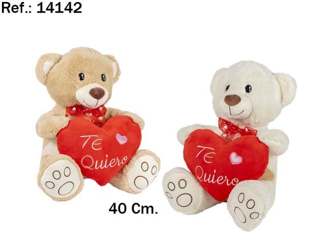 OSO CORAZON TE QUIERO 40CM 2 COLORES 14142