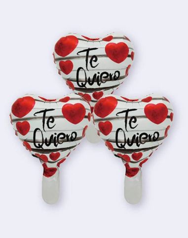 PAQUETE 3 GLOBO TE QUIERO BLANCO25CMS+ PALO 40 CMS