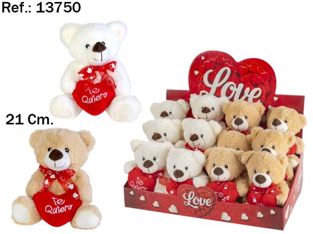 OSO CORAZON TE QUIERO 21CM  2 SURTIDOS 13750