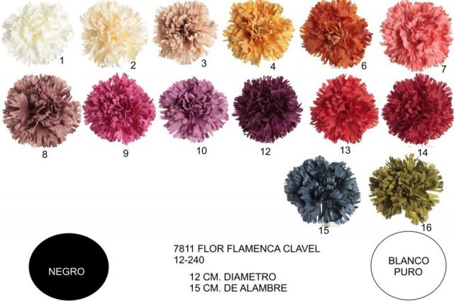 FLOR FLAMENCA CLAVEL 7811 C-17 NEGRO