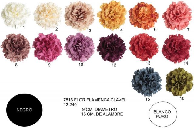 FLOR FLAMENCA CLAVEL PQ 7816 C-17 NEGRO 
