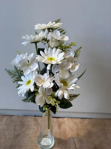 RAMO ENCARADO GERBERA HORTENSIA *BLANCO 5685