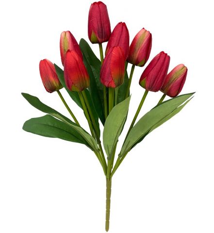 RAMO TULIPANES X 9 -44CM *ROJO 65193