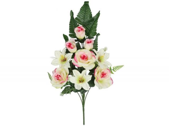 CONJUNTO ROSAS-AZUCENA X 9-53CM (CREMA) 85017