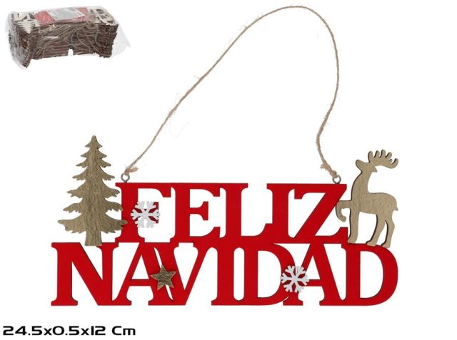 CARTEL FELIZ NAVIDAD 12X24,5X0,5CM NESSA 21678