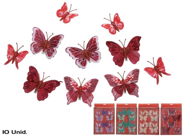 MARIPOSA X10 CON CLIP 4 STD 4.5X5CM BRILLEW 30458