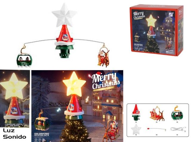 ESTRELLA PINO NAVIDAD C/ LUZ Y SONIDO 29CM 87384