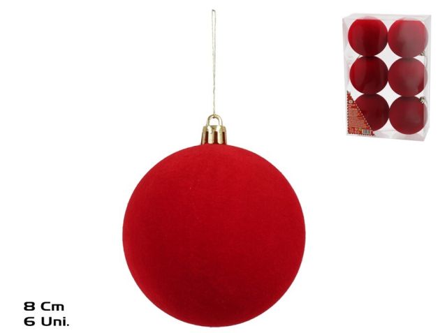 BOLAS TERCIOPELO ROJO X6 8CM 08522